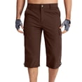 thumbnail image 3 of UVEASISHA Men's Capri Pants Drawstring Cuffs Long Cargo Shorts Outdoor Hiking Cropped Trousers Below Knee Casual Work Shorts with Zipper Pockets Brown XL, 3 of 8