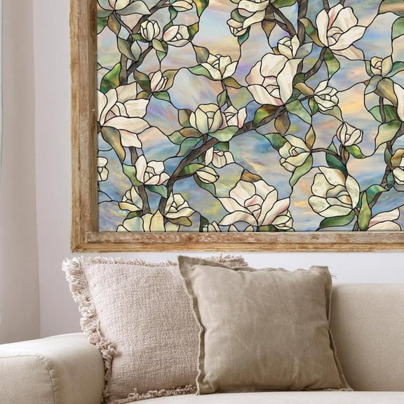 Artscape Star Magnolia 24" x 36" Window Film with Stained Glass Design