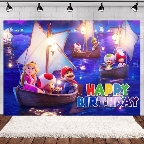 Mario Galaxy Birthday Anime Theme Backdrops Banner Birthday Party Decor Supplies,5.9x3.6ft party decorations for girls and kids