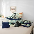 thumbnail image 6 of jejeloiu Japanese Style 7-Piece Bedding Comforter Set,Ocean Wave King Bedding Sets,Natural Scenery Bed Sheets For Teens,Ultra Soft Home Decor Reversible, 6 of 8