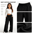 thumbnail image 6 of Girls High Waisted Pants Stretch Casual Pant with Pockets - Soft Comfortable Everyday Bottoms for School & Play, Elastic Waist, 6 of 8