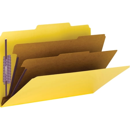 Smead, SMD14034, SafeSHIELD Fasteners 2 Divider Classification Folders, 10 / Box, Yellow
