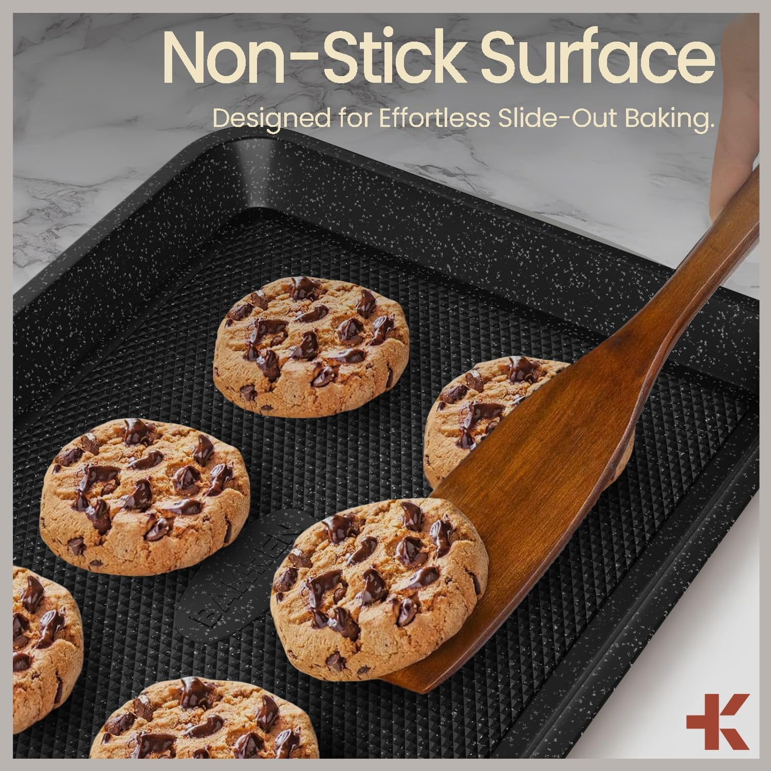 Bakken Diamond Bottom Cookie Sheet Set of 2, Nonstick Carbon Steel Baking Pans, Stackable, Oven Safe 450°F, Small & Medium