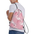 thumbnail image 2 of Bingfone Pink Flamingo Drawstrings Backpacks Bags for Men Women Gym Drawstrings Bag-Small, 2 of 8