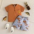 thumbnail image 2 of Toddler Boys Short Sleeve Cartoon Dinosaur Prints T Shirt Tops Shorts Child Kids Gentleman Outfits For 3-4 Years, 2 of 6