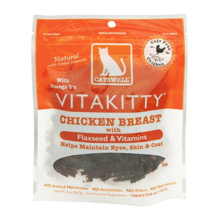 Vita Kitty Cat Treats de poitrine de poulet avec vitamines et graines de lin, 2.0 OZ
