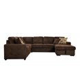 thumbnail image 5 of 123" U-shaped Sectional Sofa with Storage Chaise and Pull-out Seating, Convertible Oversized Futon Couch Sleeper with 4 Throw Pillows and Cushion Backs for Living Room, Apartment, Chocolate, 5 of 7