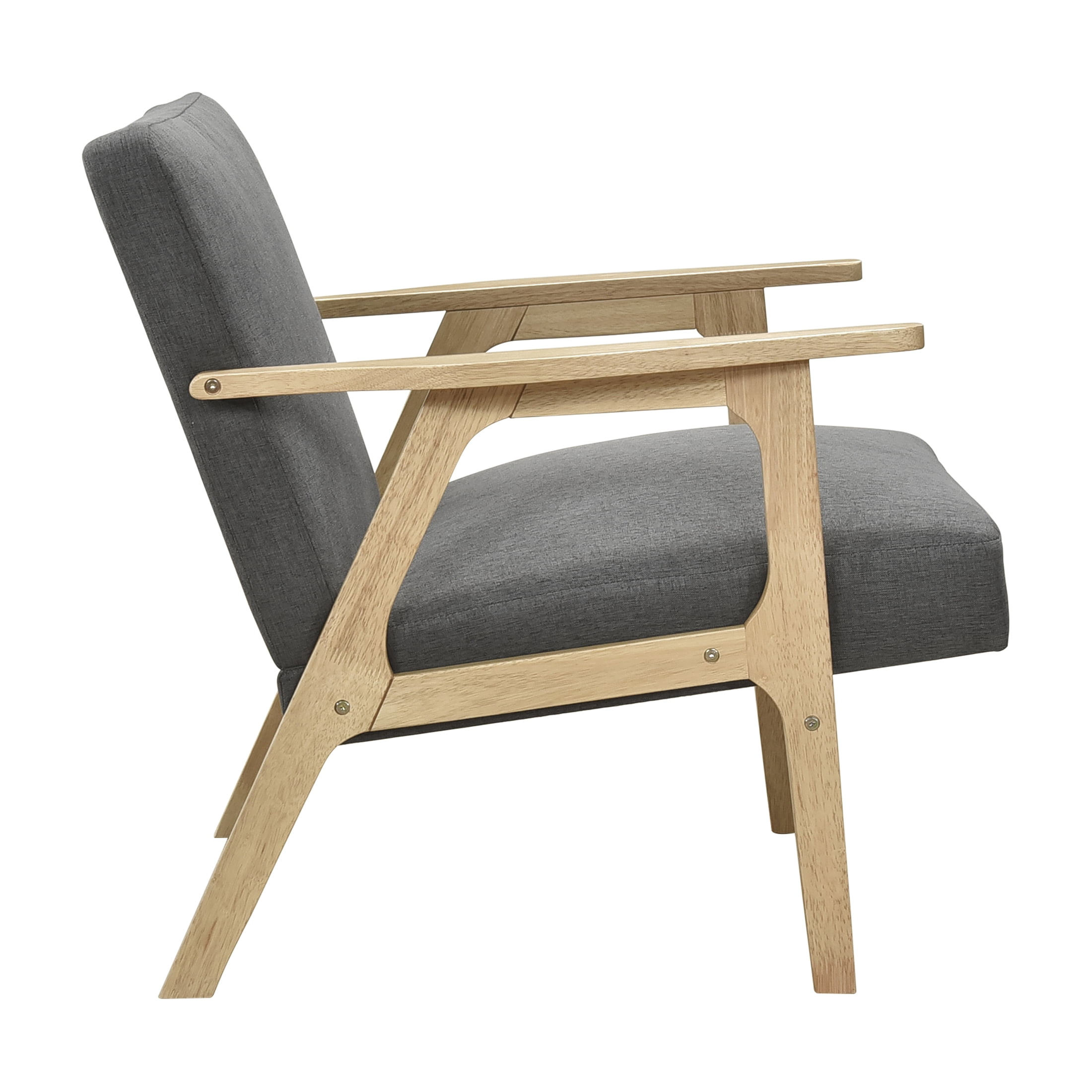 OakvillePark Harrowveil Textured Fabric Accent Chair, Dark Gray/Natural Wood