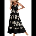 thumbnail image 1 of Vestido de Verano Informal Bohemio para Mujer, Sin Mangas, Estampado, , Escalonado, para Playa, 2025 Negro XXL, 1 of 5