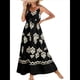 thumbnail image 1 of Vestido de Verano Informal Bohemio para Mujer, Sin Mangas, Estampado, , Escalonado, para Playa, 2025 Negro S, 1 of 5