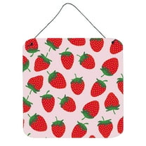 Carolines Treasures BB5146DS66 Strawberries on Pink Wall or Door Hanging Prints 6x6 multicolor