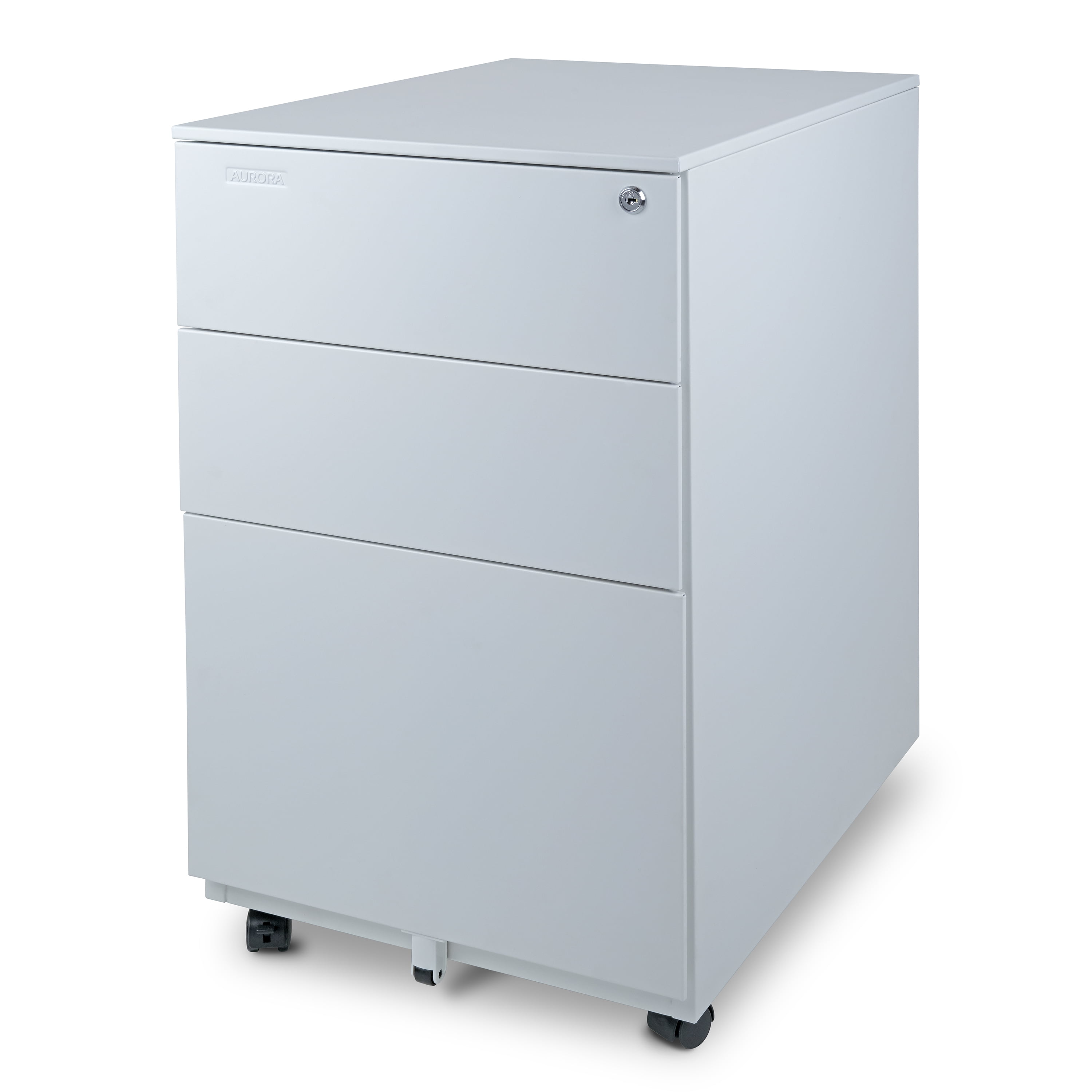 Aurora Modern SOHO Design 3-Drawer Metal Mobile File Cabinet with Lock Key Sliding Drawer, Multiple Colors