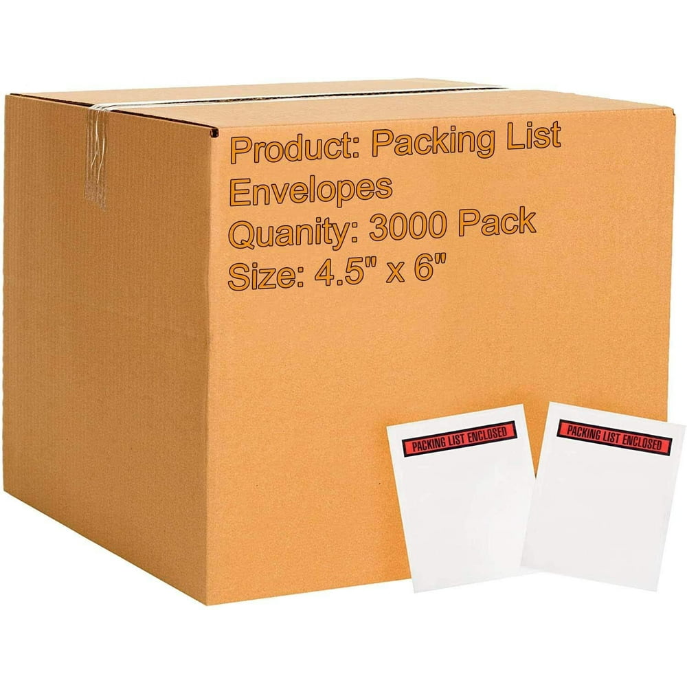 Pack of 3000 Packing List Envelopes 4.5 x 6 Packing List Enclosed 4 1/2