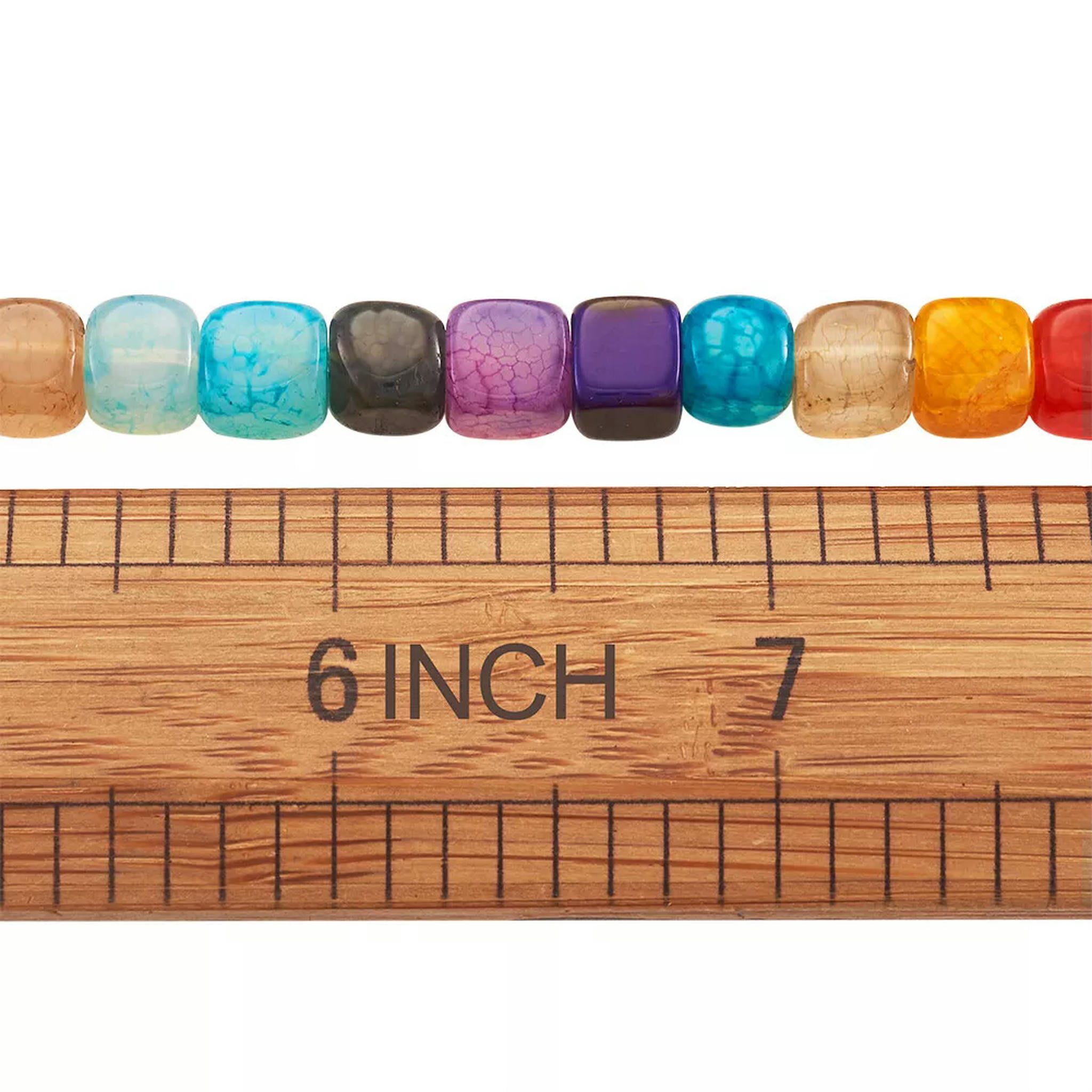 U8MO 5 Strds Colorful Natural Agate Stone Beads Smooth Cube Loose Beads Dyed 7.5~8mm