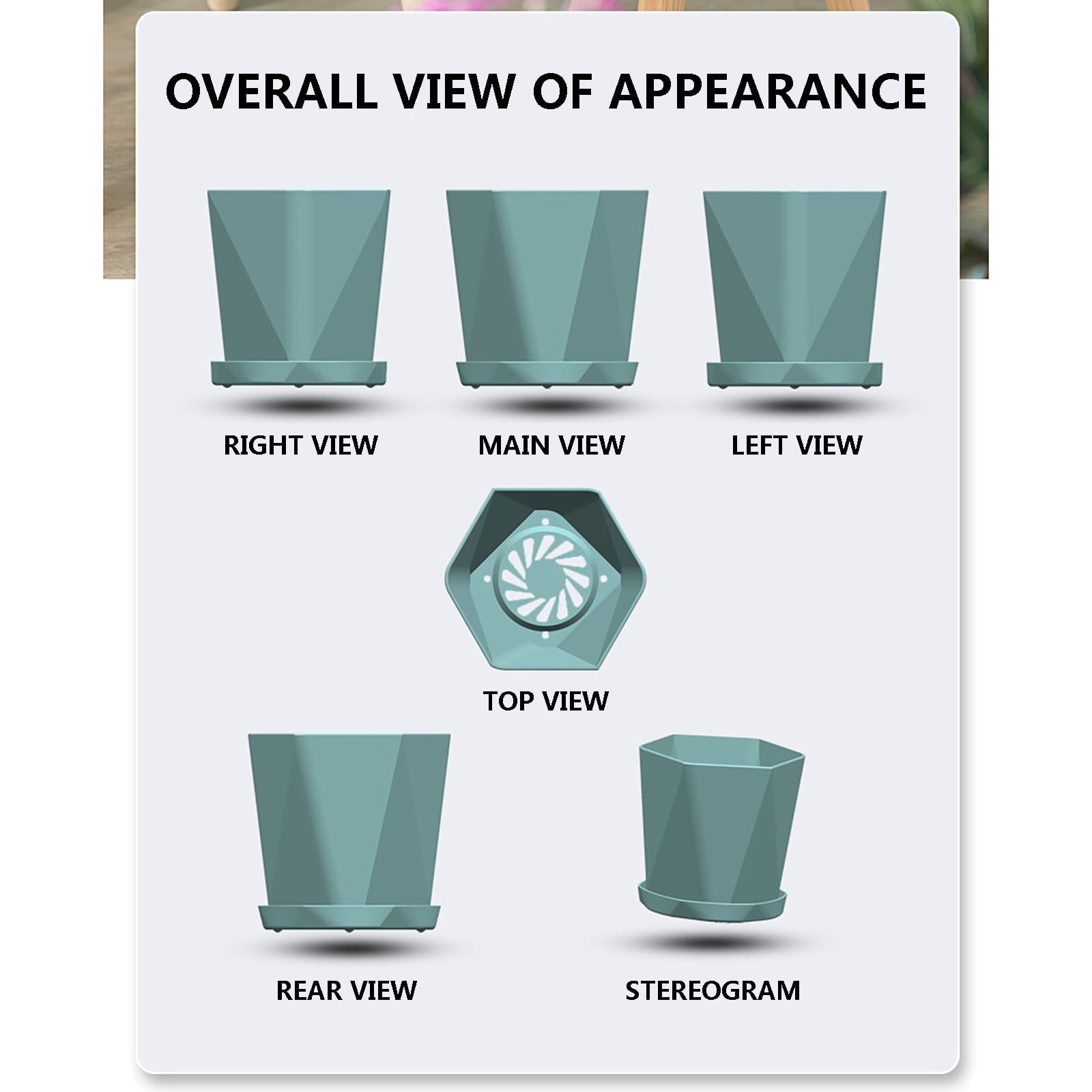 AUDeals Balcony Household Thickened Plastic Flower Pot with Tray, Large Resin Planter for Practical Gardening and Home Office Decorations, Durable Design