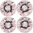 thumbnail image 2 of Shower Caps,Halloween Ghosts Pumpkins and Bats Waterproof Shower Cap for Women 4 Pieces,Double Reusable Hair Cover for Shower PEVA Elastic Stretch Hem, 2 of 7