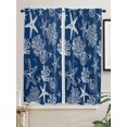 thumbnail image 5 of Navy Blue Coastal Bathroom Window Curtain, Nautical Beach Starfish Coral Summer Light Filtering Coffee Kitchen Curtains, Bedroom Living Room Curtains 2 Panel 84"x63", 5 of 6