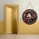 thumbnail image 5 of Letrero de madera con corona navideña de Papá Noel Letrero redondo de madera para colgar Decoraciones navideñas para el hogar Letrero para colgar en la pared o la puerta, 5 of 8