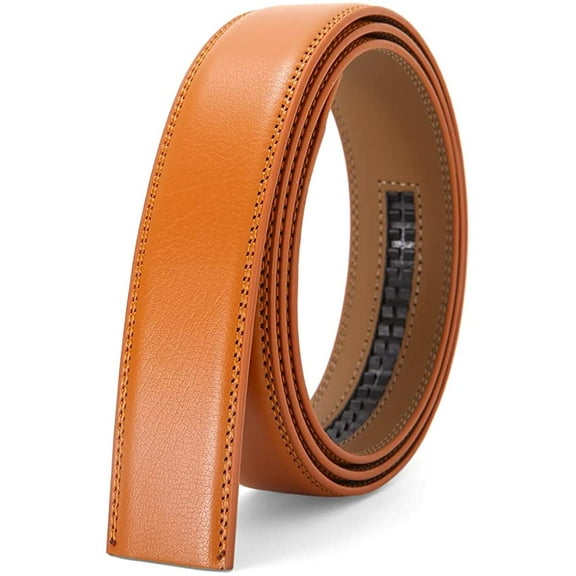 Nelbons Men's Leather Ratchet Belt Strap Only 35mm 1 3/8,Leather Belt without Buckle,replacement belt