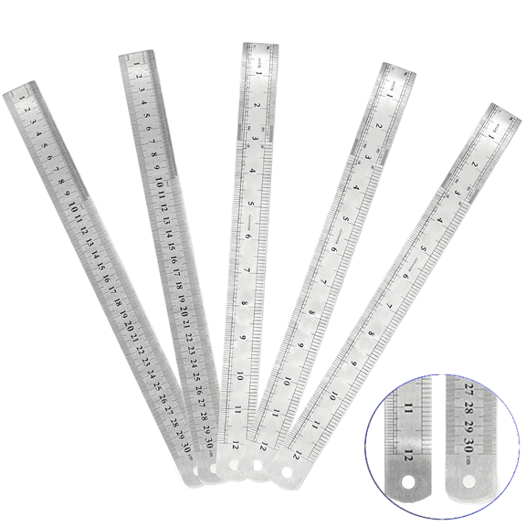 Minorsun 12-Inch Stainless Steel Rulers, Straight Edge Metal Ruler with Metric and Imperial, 5-Pack
