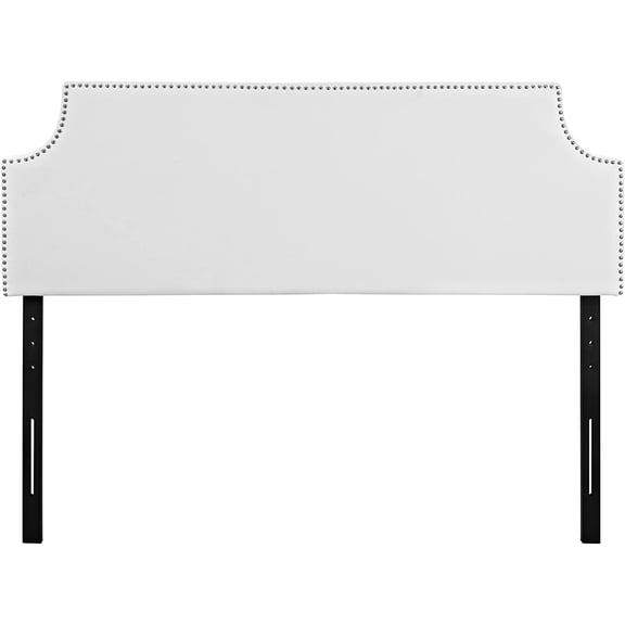 Laura Vegan Leather Upholstered Full Size Headboard with Nailhead Trim in White