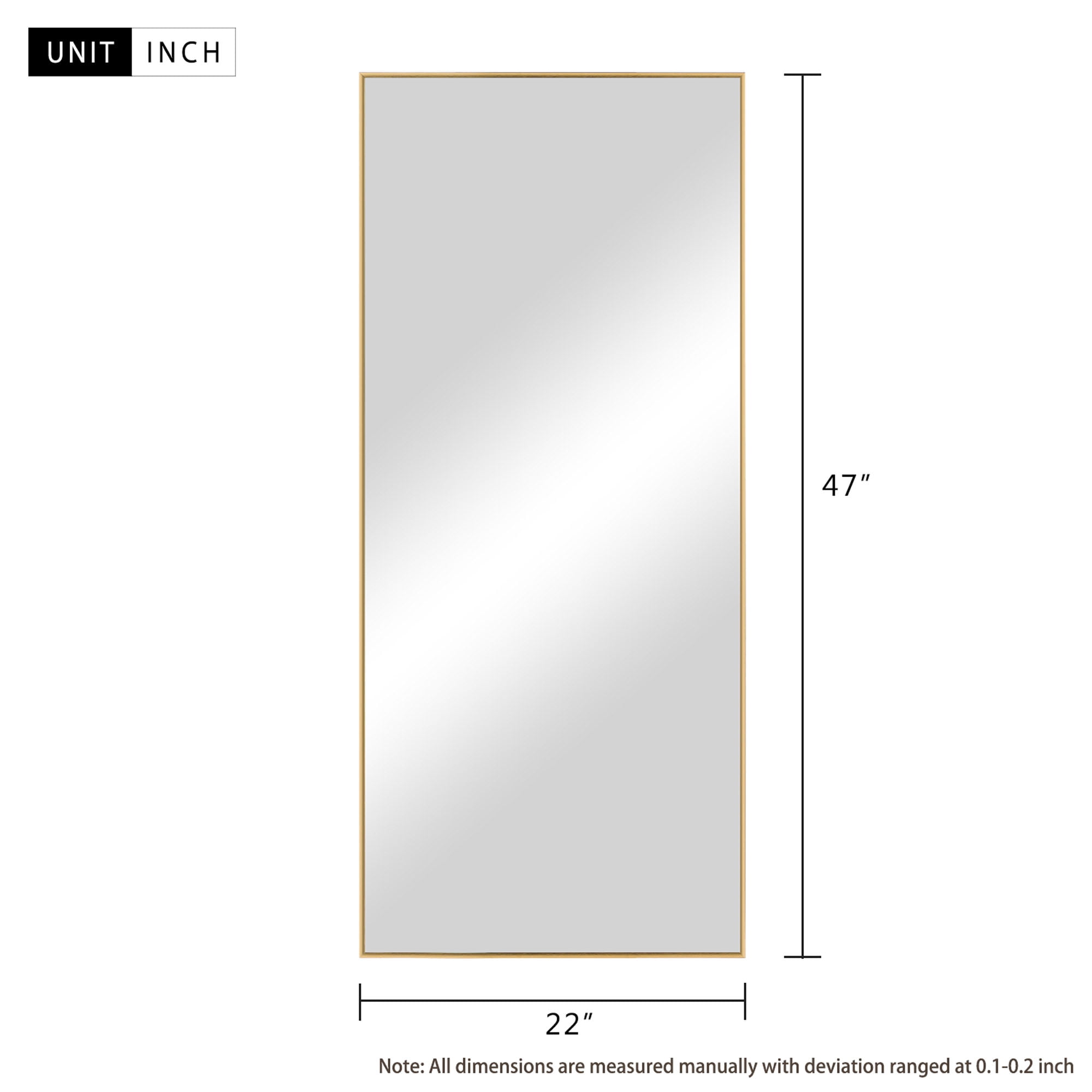 21 in x 47 in Gold Modern Full Length Mirror