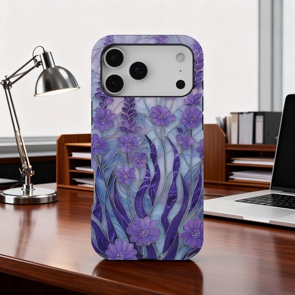 Purple Lavender Stained Glass Mosaic MagSafe Phone Case with iPhone 17 to 11 Pro Max