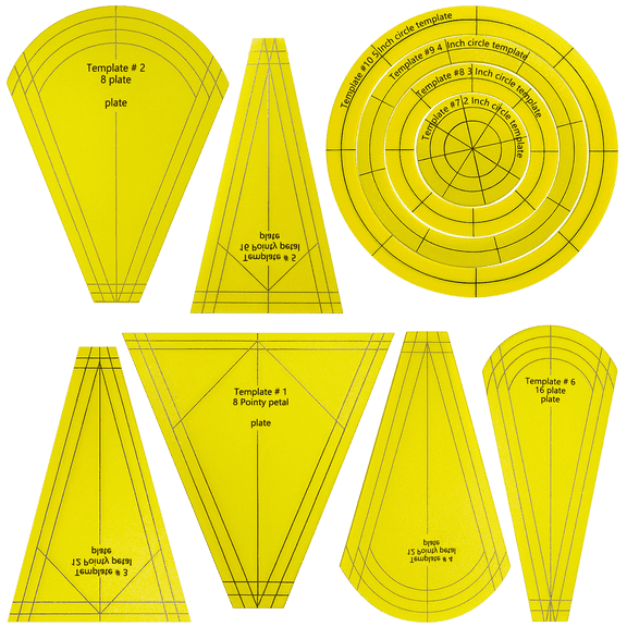10-Piece Acrylic Quilting Rulers – Multi-Shape Patchwork Templates for DIY Sewing, Quilting, Clothing Craft, Includes Petal and Tumbler Designs