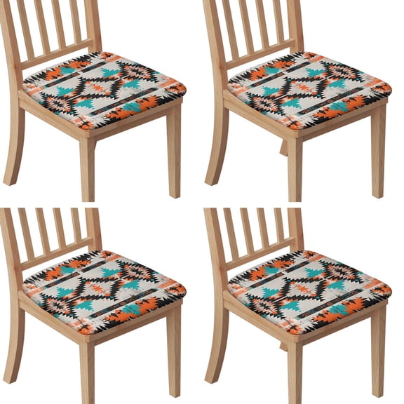 Colorful Geometric Triangle Diamond Seat Covers for Dining Room Chairs Set Of 4,Stretch Printed Washable Chair Seat Cover with Elastic Ties and Button,Removable Waterproof Couch Cushion Covers