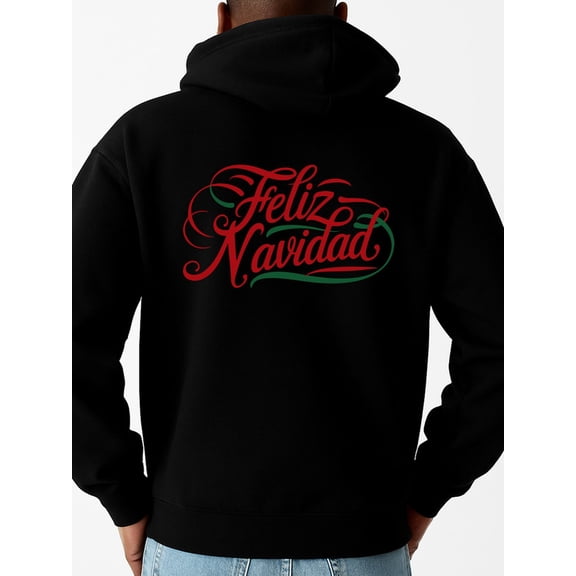 Feliz Navidad Hoodie hoodies men long sleeve black Drawstring Comfortable Oversized Hooded Pullover Sweatshirt streetwear Fashion Unisex Shirt Graphic tshirts