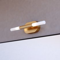 Fulton 2 Light Integrated LED Gold Brass Contemporary Bathroom Vanity Fixture White Shade