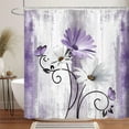 thumbnail image 2 of Rustic Farmhouse Shower Curtain, Farm Purple Daisy Floral Flowers and Butterfly on Country Wooden Shower Curtain for Bathroom, Violet Gray Bathroom Shower Curtains with 12PCS Hooks, 72X84IN, 2 of 6