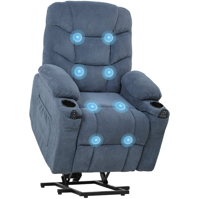 HOMCOM Power Lift Recliner Chair with Massage Electric Recliner Chair Blue