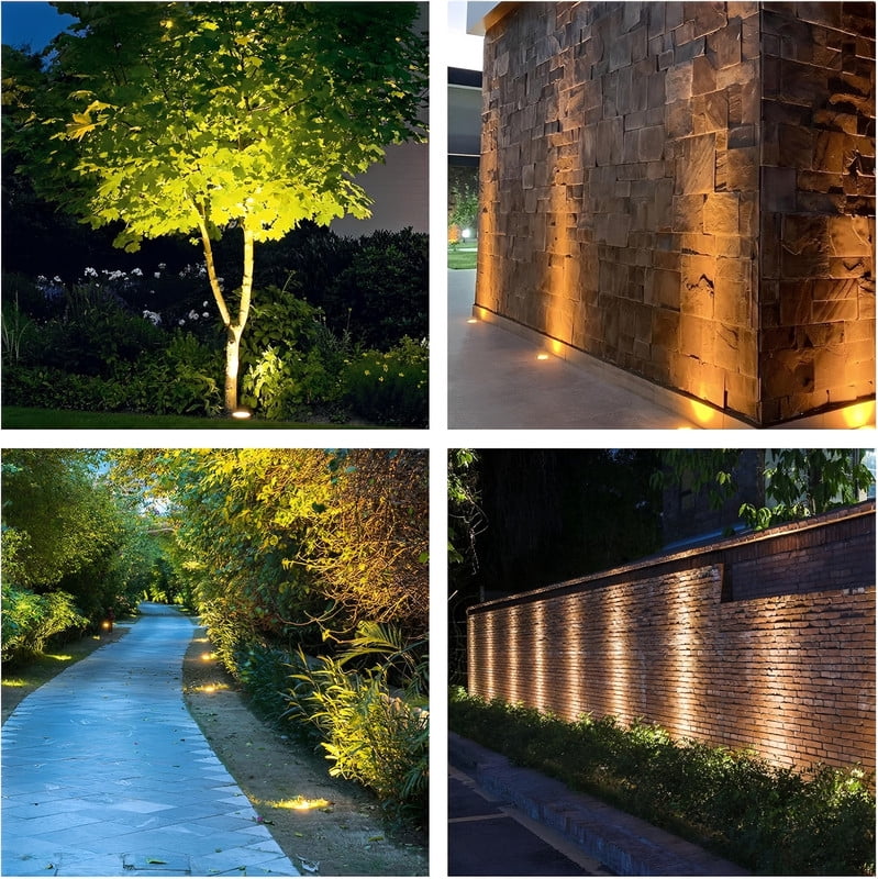 JESLED 6W LED Landscape Lighting Well Lights, 12V 24V Ground Lights 3000K Warm White,IP67 Waterproof Low Voltage Landscape Light Spotlight for Driveway Deck Patio Yard Garden Outdoor,8 Pack