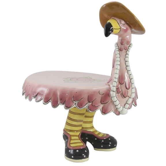 Blue Sky Ceramic Miss Precious Flamingo Footed Cake Plate
