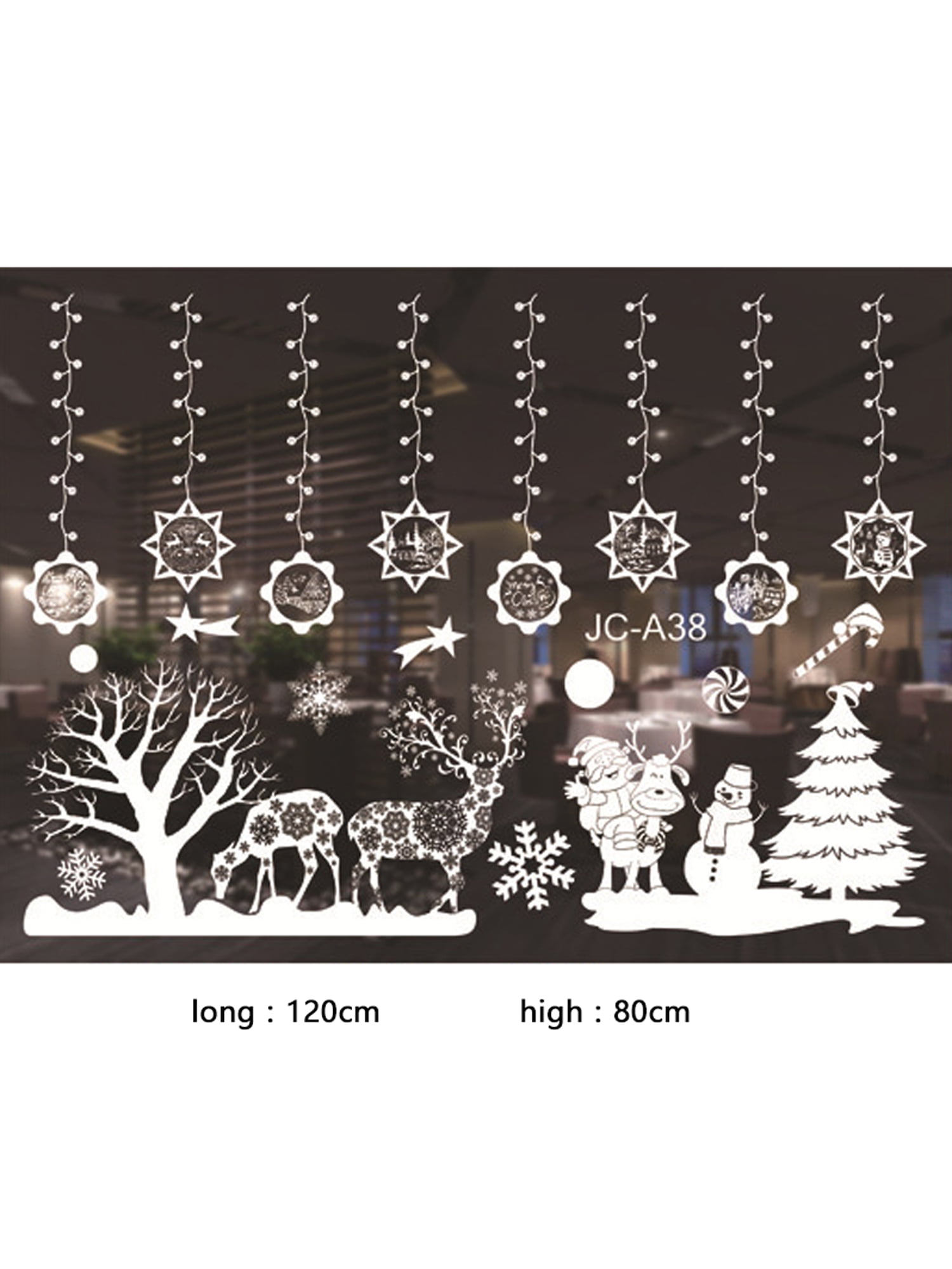 Amurgo 10 Sheets Removable Christmas Window Clings Xmas Decorations Santa Snowman Elk Glass Stickers Party Supplies