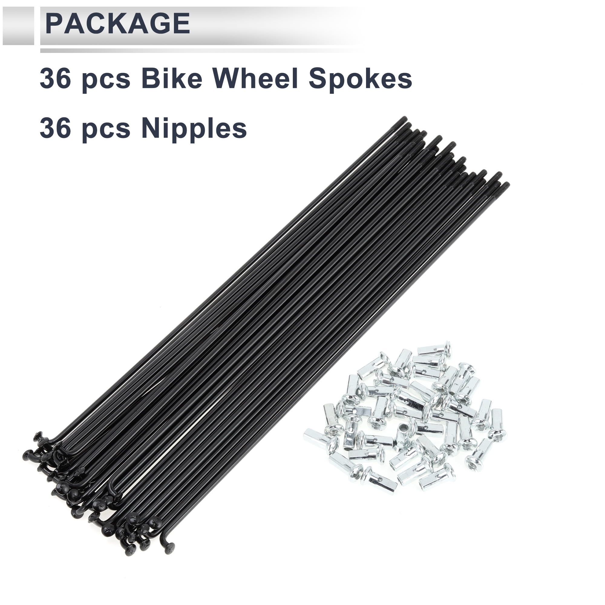 Unique Bargains 36Pcs Universal 12G Bicycle Wheel Spokes with Nipples Black 8.39"