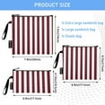 thumbnail image 3 of Haosy 3 Pack Reusable Ziploc Bags BPA Free Healthy Food Storage Bag Leakproof Sandwich Snack Freezer Bags Dark Red and White Striped, 3 of 7