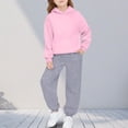 thumbnail image 2 of vdgthytj Unisex Kids 2 Piece Sweatsuits Hooded Sweatshirts and Jogger Pants Solid Fall Winter Athleisure Outfits(6-7 years,Pink), 2 of 9