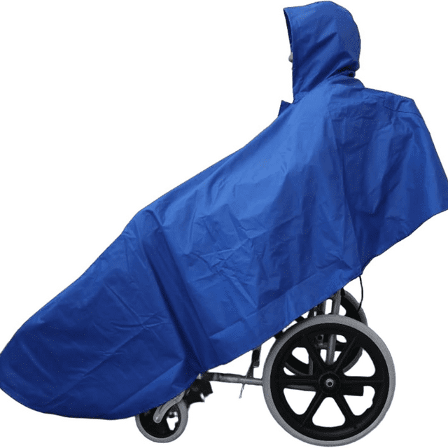 Universal Wheelchair Rain Poncho Full-Body Waterproof & Windproof Coverage with Hood | Reusable Protective Gear