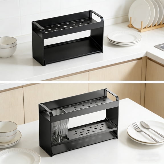 AYktou Sponge Holder for Kitchen Sink, Self-Draining Sink Caddy Detergent Draining Storage Rack - Water Sink Faucet Stainless Steel Kitchen Organizer for Countertop Simplicity Convenience