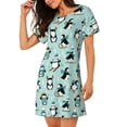 thumbnail image 2 of Fuzoiu Winter Skiing Penguin Print Women Nightgowns, Soft Comfy Lightweight Short Sleeves Sleepwear,Crew Neck Loungewear, 2 of 6