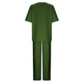 thumbnail image 4 of Two Piece Sets for Women Spring Cute Vacation Outfits for Women Clothing Set Female Round Neck Short Sleeve Tops Pants Sets Long Pant Style S_712 Women's Tracksuits Green S, 4 of 5
