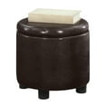 thumbnail image 3 of Designs4Comfort Round Accent Storage Ottoman with Reversible Tray Lid, Espresso Faux Leather, 3 of 7