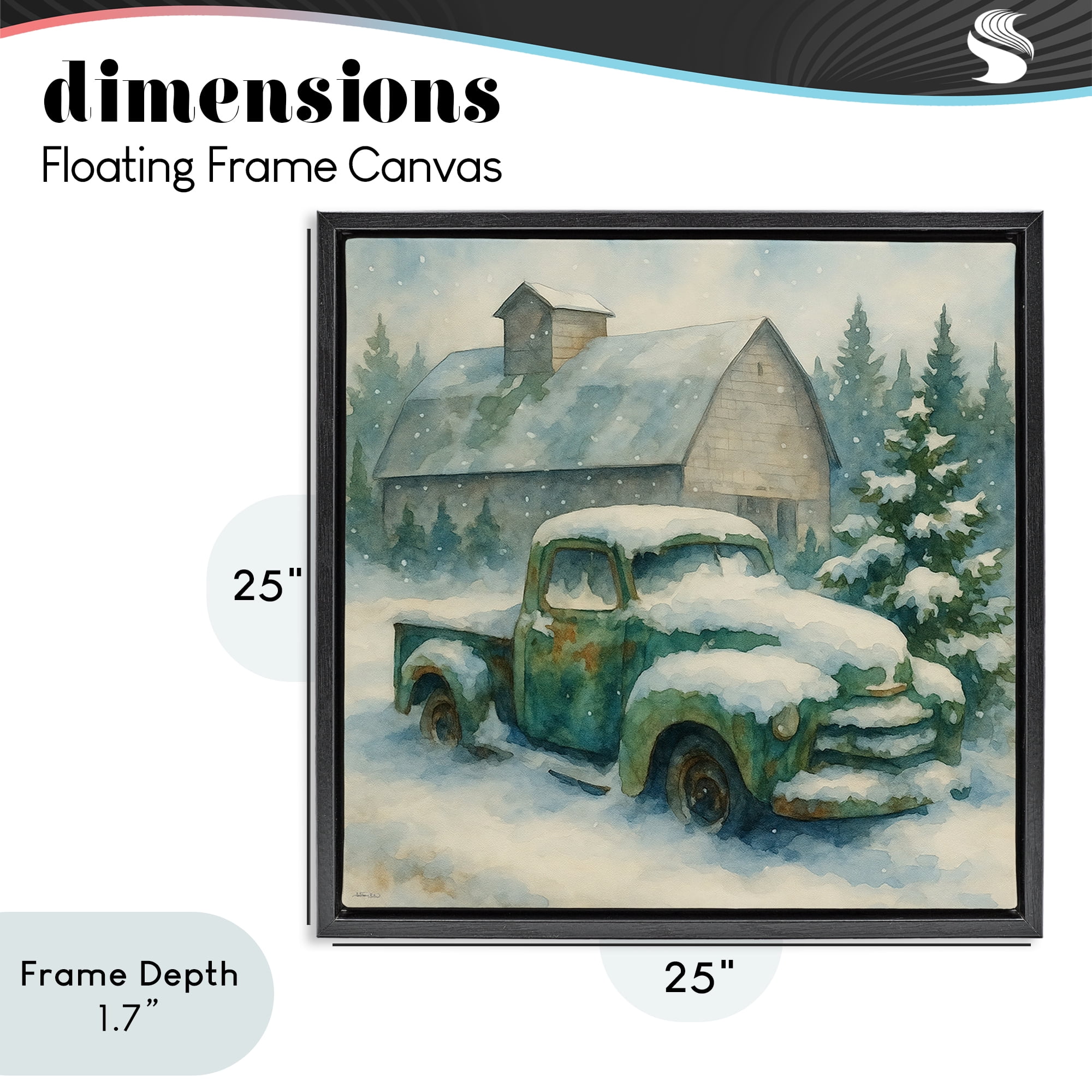 Stupell Industries Nostalgic Winter Farm Truck Black Framed Floater Canvas Wall Art, design by Antony Smith