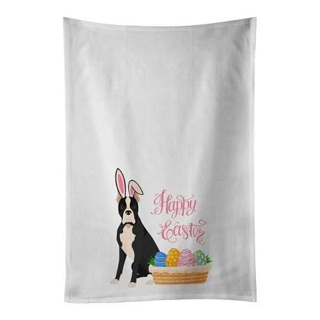

Black Boxer Easter White Kitchen Towel Set of 2 Dish Towels 19 in x 28 in