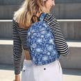 thumbnail image 6 of Naloa whiet Snowflake blue background Canvas Backpack for Men Women Rucksack Casual Travel Daypack College Tote Satchel Bookbag for Teens-Medium, 6 of 7