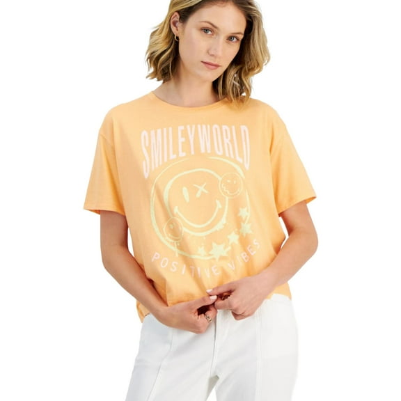 GRAYSON/THREADS Womens Smiley Graphic T-Shirt, Multicoloured, Juniors, Large