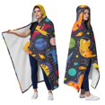 thumbnail image 2 of Wearable Blanket,DarkBlue Cartoon Dinosaurs Planets Pattern Hooded Wearable Sherpa Blanket for Adults & Teens,Winter Poncho Shawl Wrap Cape Thick Warm,60"x80", 2 of 5