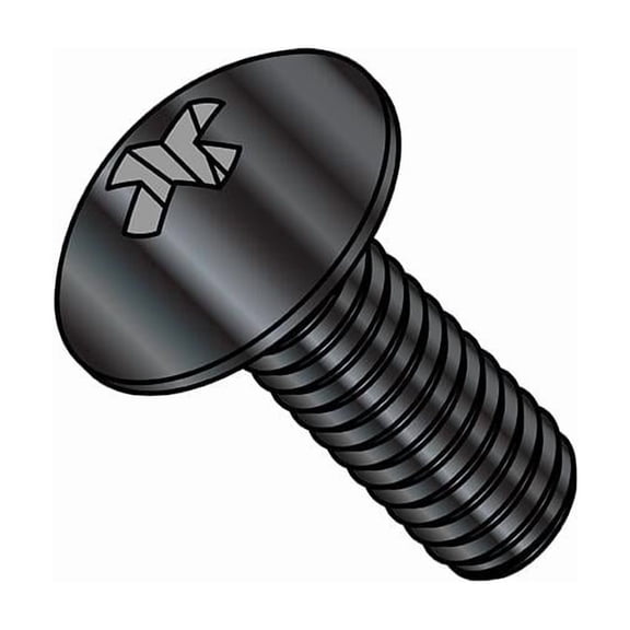 1/4"-20 x 3/4 in Phillips Truss Machine Screw, Zinc Black Steel, 2500 PK